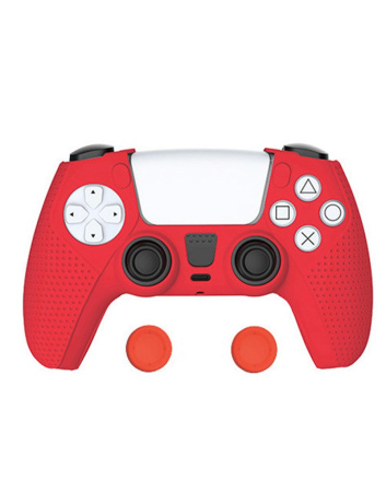 Силиконовый чехол + накладки на стики для DualSense PS5 TP5-0559 Красный