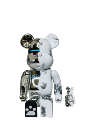 Bearbrick Daniel Arsham & Hajime Sorayama 400% + 100% (28см+7см)