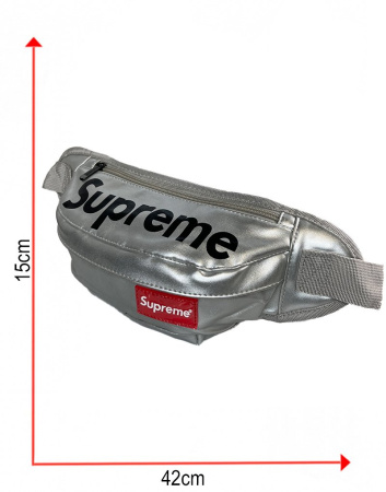 Сумка-бананка Supreme эко-кожа (Серебряная)
