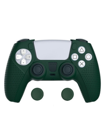 Силиконовый чехол + накладки на стики для DualSense PS5 TP5-0559 Темно-зеленый