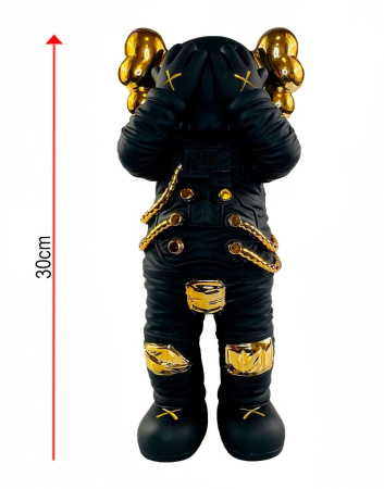 Kaws Holiday Space фигурка космонавта черная с золотом 30 см