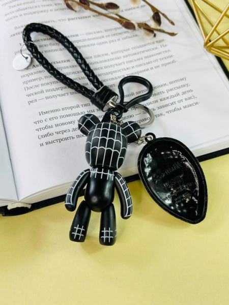 Брелок Bearbrick Человек паук (Черный) Двойной