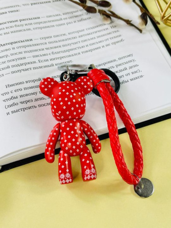 Брелок Bearbrick с ремешком Ромбики (Красный)