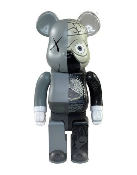 Bearbrick x Kaws Dissected Companion Беарбрик серый 400% (28см)