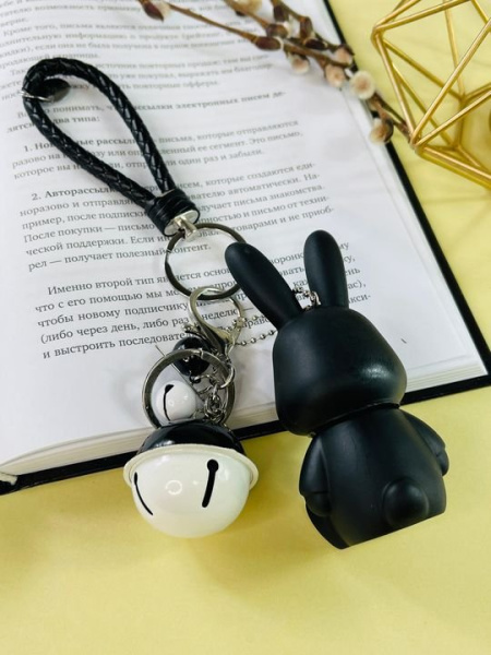 Брелок Кролик Погремушка (Черный)