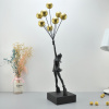 Статуетка "Бенксі" дівчинка із золотими кульками чорна (Banksy) 57x13 см